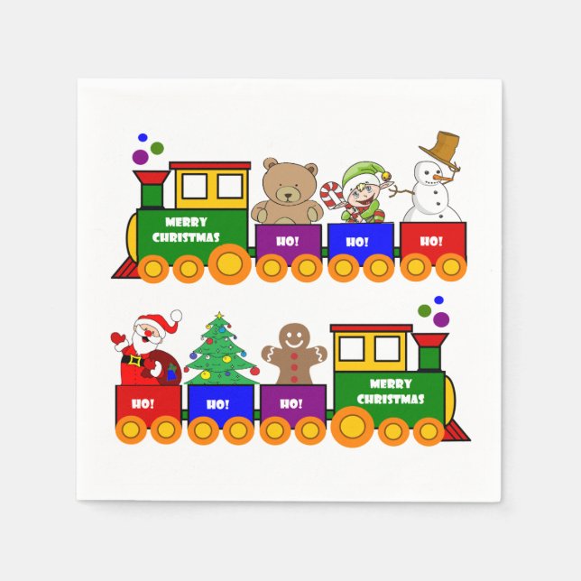 Servilleta De Papel Colorido tren de juguetes navidades (Anverso)
