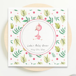 Servilleta De Papel Colorido Tropical Floral Rosa Flamingo Baby Shower