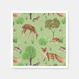 Servilleta De Papel Coloridos animales de bosque de hierba dulce