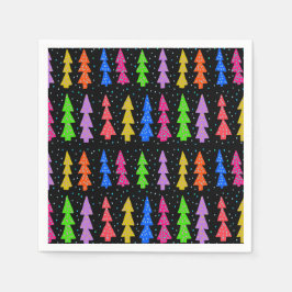 Servilleta De Papel Coloridos árboles de Navidad en negro