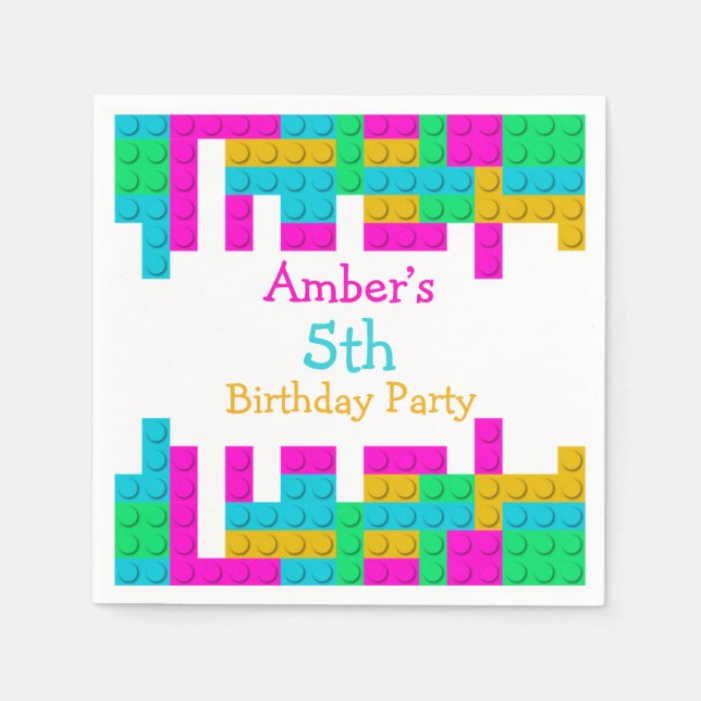 Servilleta De Papel Coloridos edificios bloquean fiesta de cumpleaños  (Anverso)