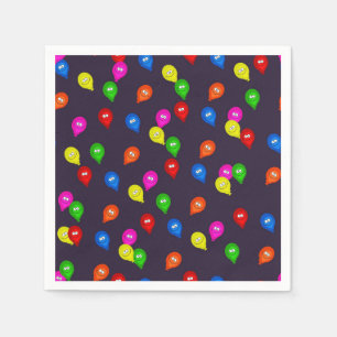 Servilleta De Papel Coloridos globos sonrientes Papel negro