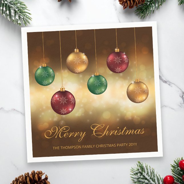 Servilleta De Papel Coloridos Navidades Baubles Con Texto Personalizad (Subido por el creador)