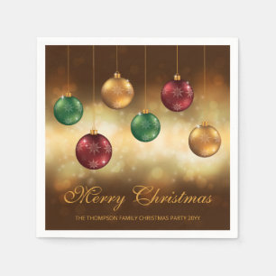 Servilleta De Papel Coloridos Navidades Baubles Con Texto Personalizad