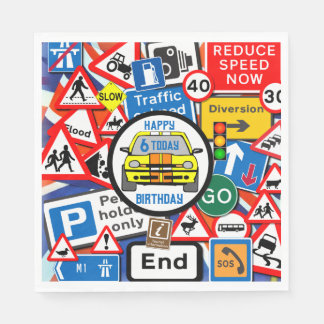 Servilleta De Papel Colourful Road Signs Collage Birthday Party Napkin