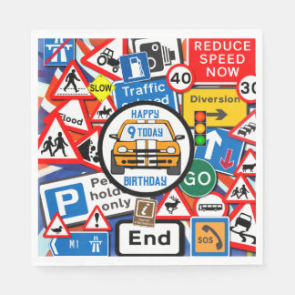 Servilleta De Papel Colourful Road Signs Collage Birthday Party Napkin