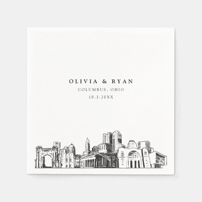 Servilleta De Papel Columbus Ohio Boda Papel Minimalista (Anverso)