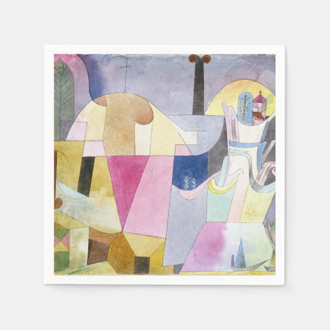 Servilleta De Papel Columnas negras en un paisaje en 1919 por Paul Kle (Anverso)