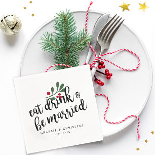 Servilleta De Papel Coma, beba y cásese Bayas de Navidad