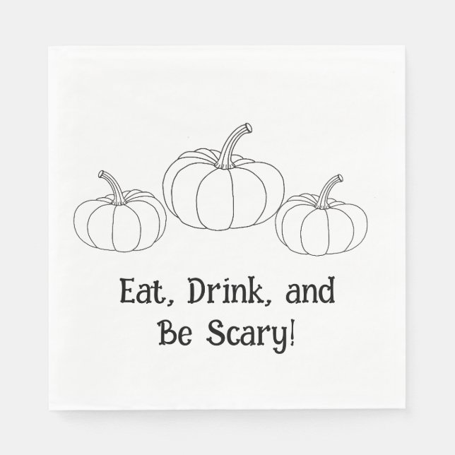 Servilleta De Papel ¡Coma, bebe y ten miedo! Calabaza Halloween Napkin (Anverso)
