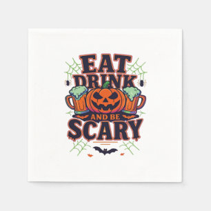 Servilleta De Papel Coma Bebida Y Da Miedo El Diseño De Halloween Crea