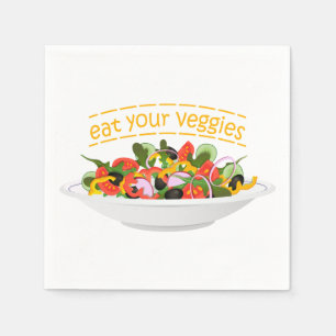 Servilleta De Papel Coma tus verduras Cita cuenco de ensaladas frescas