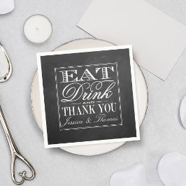 Servilleta De Papel Comer, beber y casarse Boda de Chalkboard