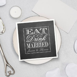 Servilleta De Papel Comer, beber y casarse Boda de Chalkboard
