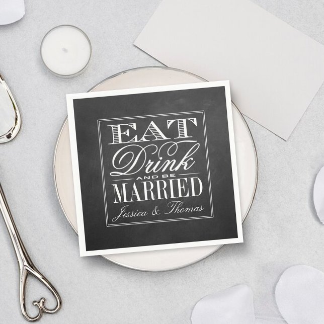 Servilleta De Papel Comer, beber y casarse Boda de Chalkboard (Subido por el creador)