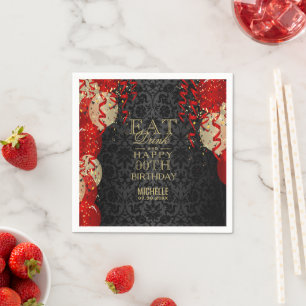 Servilleta De Papel Comer, beber y feliz cumpleaños número 00 - Globo