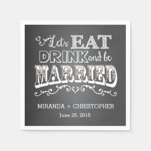 Servilleta De Papel Comer bebida y casarse Boda personal Napkin