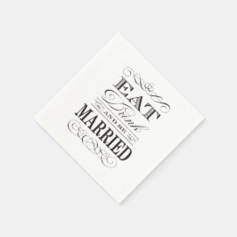 Servilleta De Papel Comer una bebida y estar casada con una boda elega