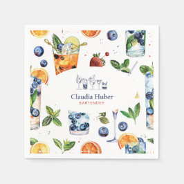 Servilleta De Papel Comerciante de cócteles Profesional | Azul blanco