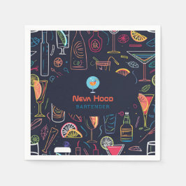 Servilleta De Papel Comerciante de cócteles Profesional | Luz de neón