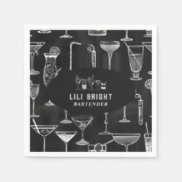 Servilleta De Papel Comerciante de cócteles Profesional | Negro clásic