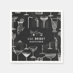 Servilleta De Papel Comerciante de cócteles Profesional   Negro clásic