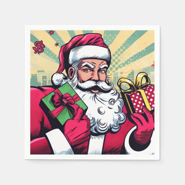Servilleta De Papel Comic book Santa/Navidades (Anverso)