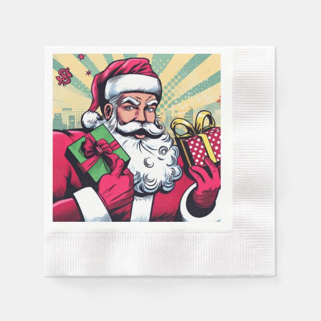Servilleta De Papel Comic book Santa/Navidades (Anverso)