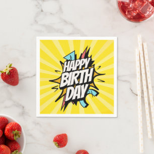 Servilleta De Papel ¡Cómic Retro Feliz Cumpleaños!