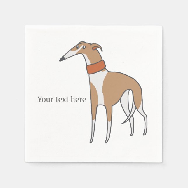Servilleta De Papel Comic Whippet Dog Personalizable (Anverso)