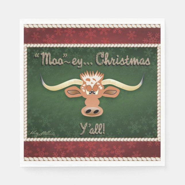 Servilleta De Papel Comical Longhorn Steer (Anverso)