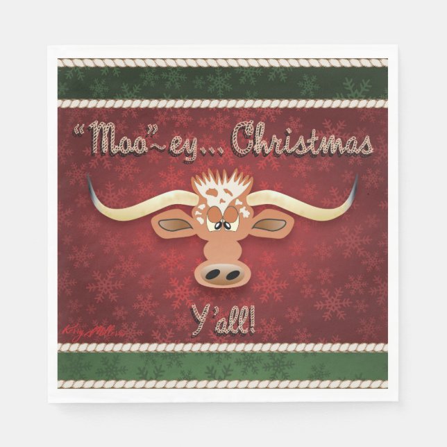 Servilleta De Papel Comical Longhorn Steer (Anverso)