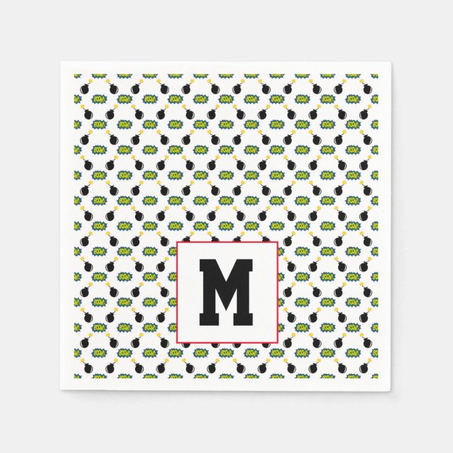 Servilleta De Papel Cómicos divertidos superhéroes Boom Bomb Smart INI (Anverso)