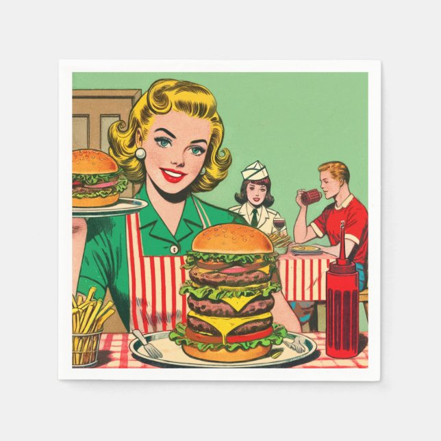 Servilleta De Papel Comics de la retro burger (Anverso)