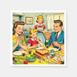 Servilleta De Papel Cómics Retro de Familia Feliz