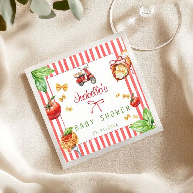 Servilleta De Papel Comida italiana Baby Shower Holy Cannoli (Italian Food Mediterranean Baby Shower Napkin)