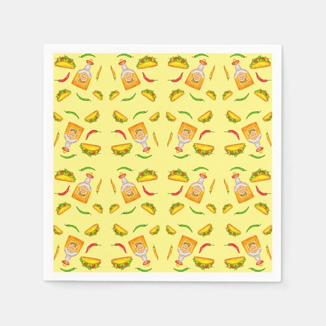 Servilleta De Papel Comida Mexicana Hispana Tacos Tequila (Anverso)