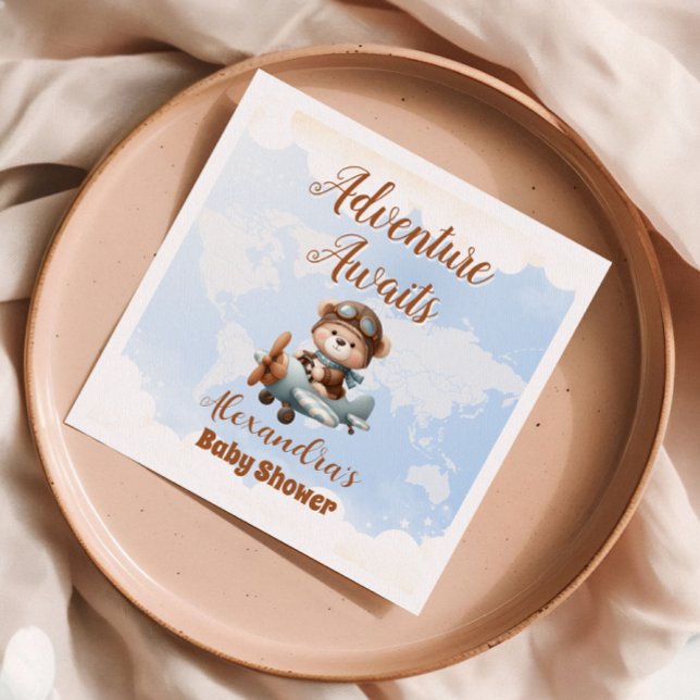 Servilleta De Papel Comienza la aventura del avión de oso lindo (Subido por el creador)