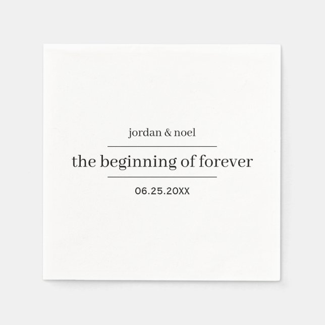 Servilleta De Papel Comienzo de Bodas Personalizadas Formales Modernas (Anverso)
