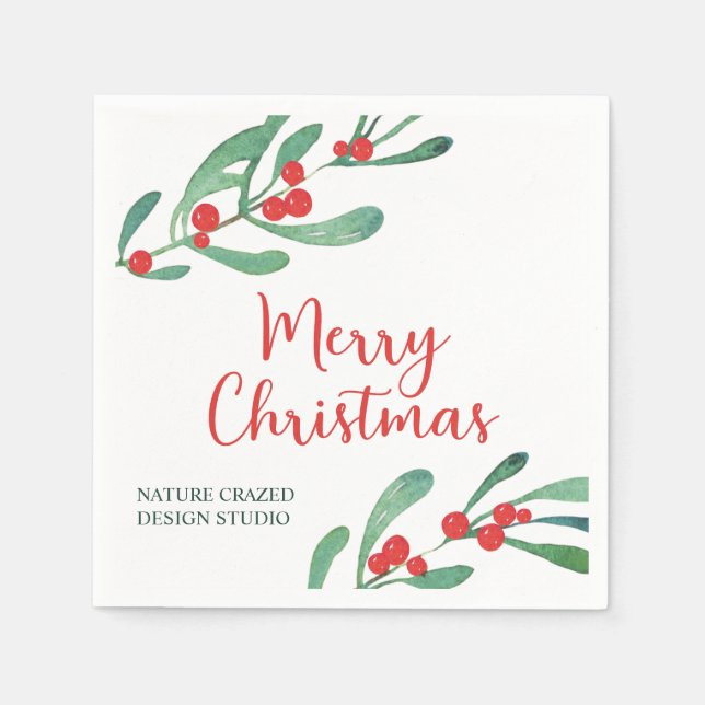 Servilleta De Papel Compañía de Navidad de Acebo Moderno (Anverso)