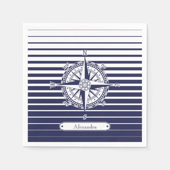 Servilleta De Papel Compass Rosa Blue Stripes (Anverso)
