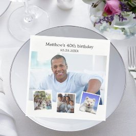 Servilleta De Papel Composición de fotos fiesta de cumpleaños blanco