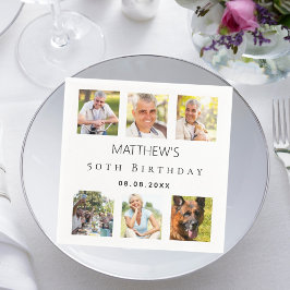 Servilleta De Papel Composición de fotos fiesta de cumpleaños blanco