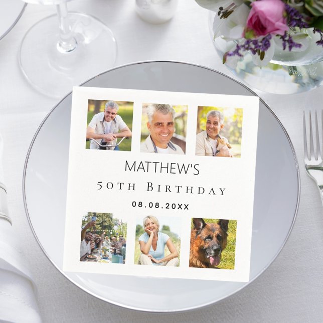 Servilleta De Papel Composición de fotos fiesta de cumpleaños blanco (Subido por el creador)