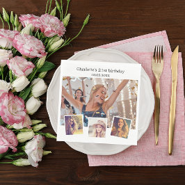 Servilleta De Papel Composición de fotos fiesta de cumpleaños blanco