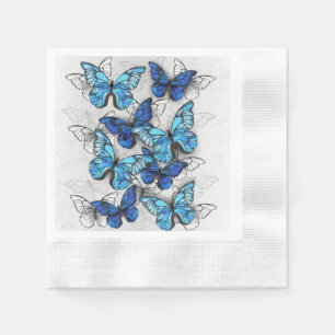 Servilleta De Papel Composición de las mariposas blancas y azules
