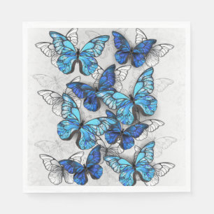 Servilleta De Papel Composición de las mariposas blancas y azules