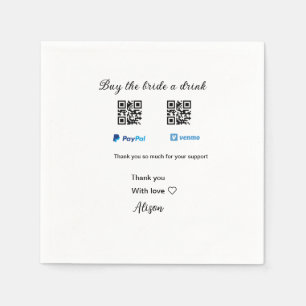Servilleta De Papel Compra a la novia una donación de bebidas QR Venmo