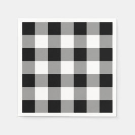 Servilleta De Papel Comprobación de búfalo en blanco y negro