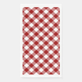 Servilleta De Papel Comprobación de Gingham en blanco y rojo oscuro